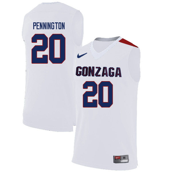 Men Gonzaga Bulldogs #20 Paul Pennington College Basketball Jerseys Sale-White